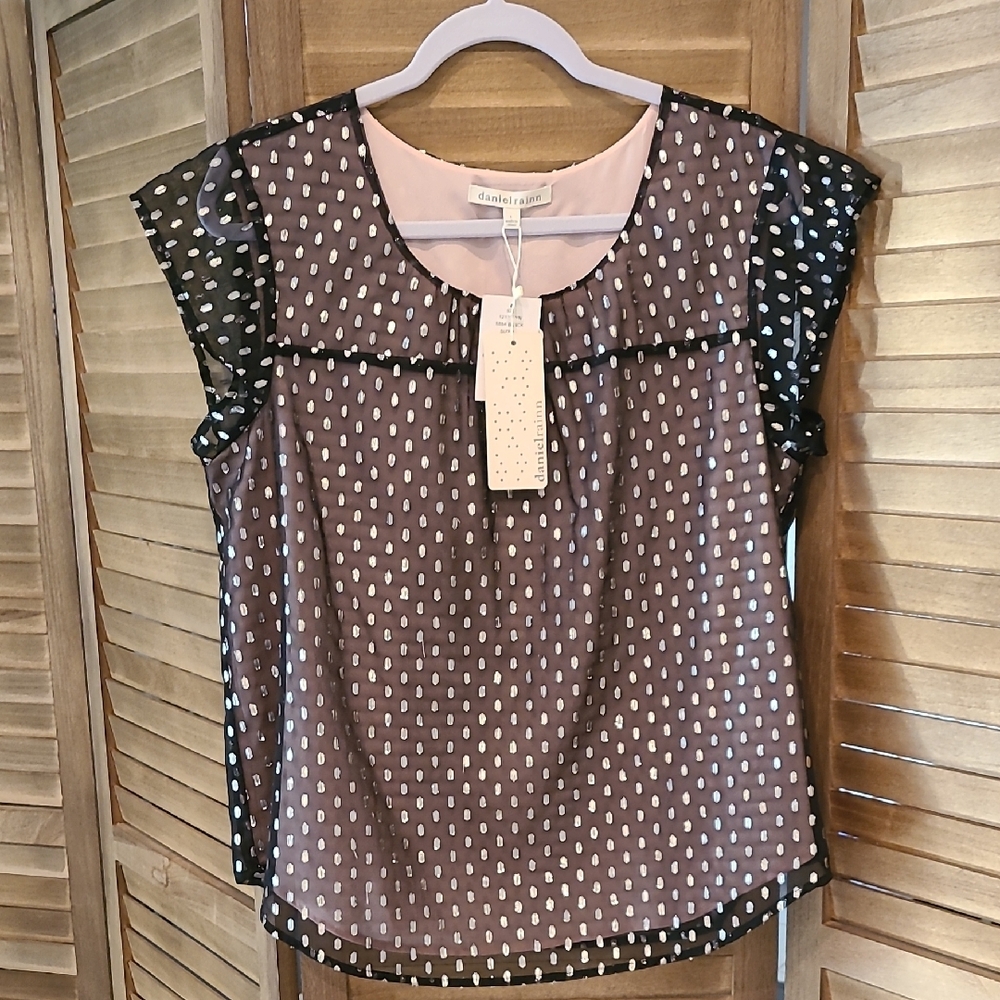 Daniel Rainn Black and Silver Dot Women's Top